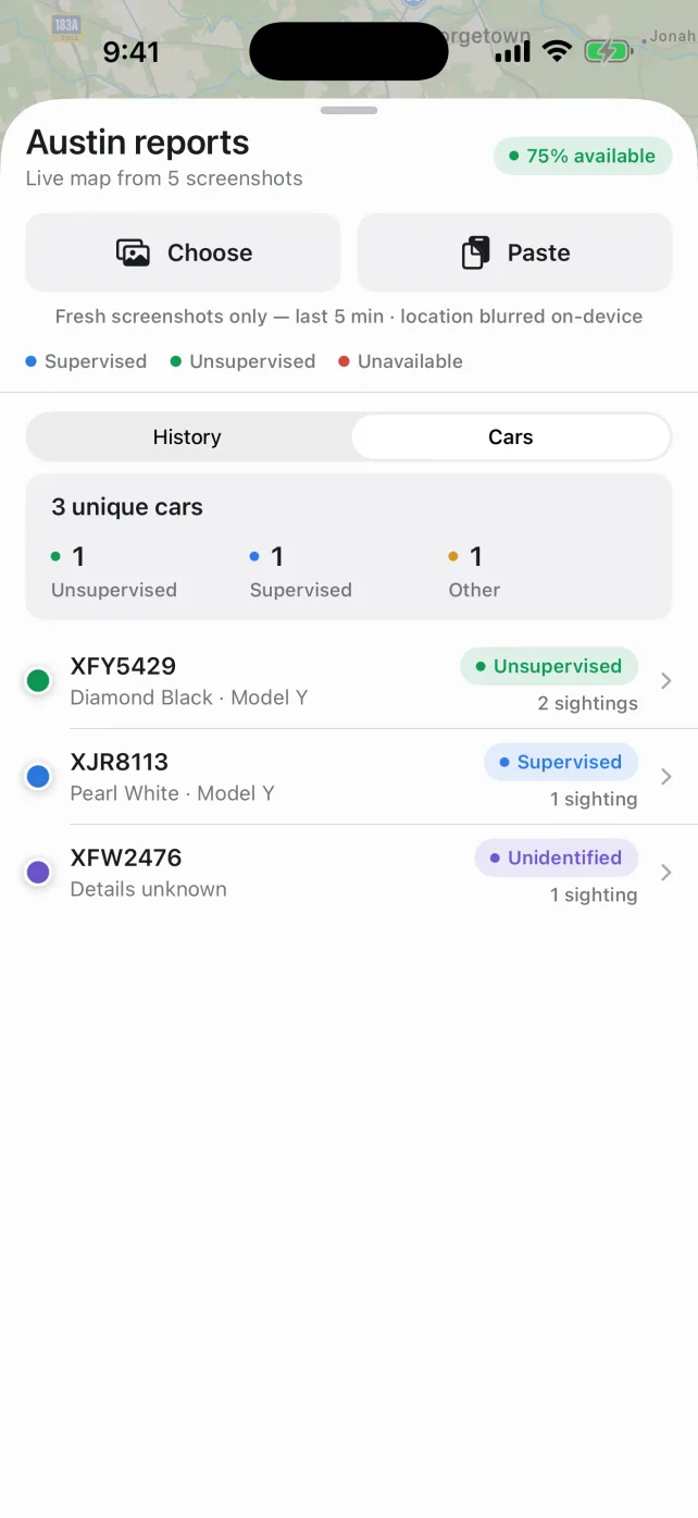 RoboSnap unique cars view summarizing the vehicles personally sighted