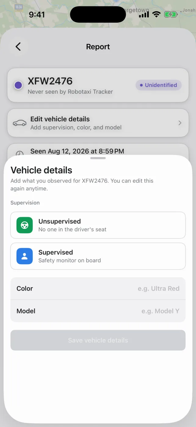 RoboSnap editor for adding supervision, color, and model after a car arrives